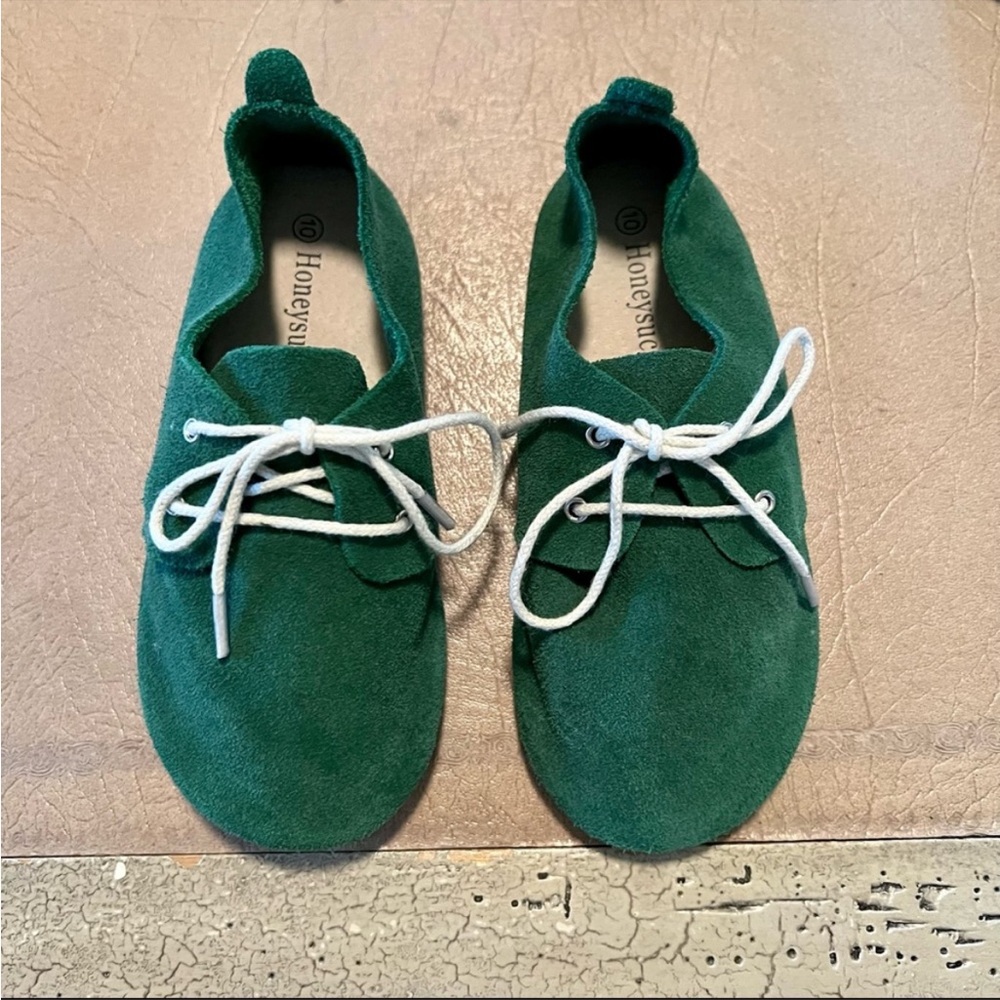 Boy/Girl Size 10 Honeysuckle Green Suede Shoes